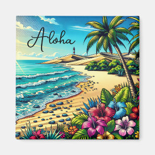Tropical Ocean Aloha Vacation  Magnet