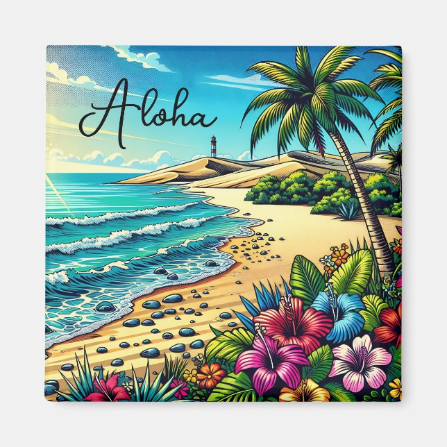 Tropical Ocean Aloha Vacation  Magnet (Front)