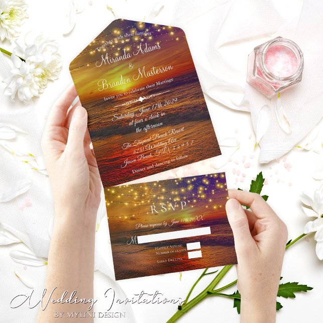Tropical Ocean Beach All in One Wedding Invitation (Creator Uploaded)