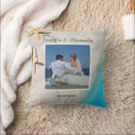 Tropical ocean beach bride groom photo wedding cushion<br><div class="desc">Tropical ocean beach,  bride and groom photo,  wedding Throw Pillow.
You can add your own photos,   names and date.</div>