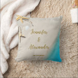 Tropical ocean beach bride groom wedding cushion<br><div class="desc">Tropical ocean beach,  bride and groom,  wedding Throw Pillow.
You can add your own names and date.</div>