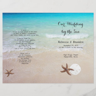 Tropical Ocean Beach Folded Wedding Program