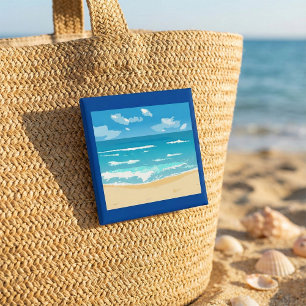Tropical Ocean Beach Scene Coastal Landscape  15 Cm Square Badge