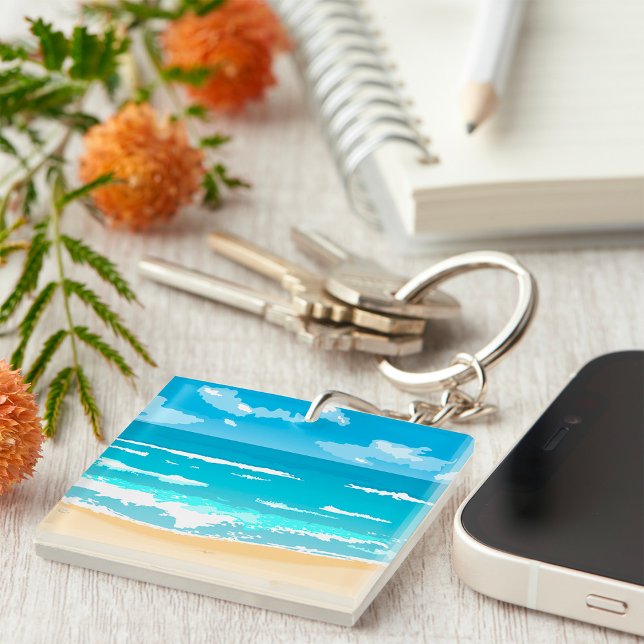 Tropical Ocean Beach Scene Coastal Landscape  Key Ring (Creator Uploaded)