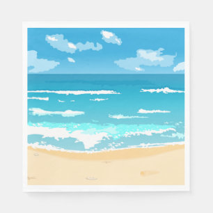 Tropical Ocean Beach Scene Coastal Landscape Napkin