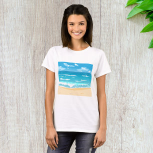 Tropical Ocean Beach Scene Coastal Landscape  T-Shirt
