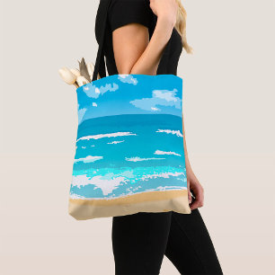 Tropical Ocean Beach Scene Coastal Landscape Tote Bag