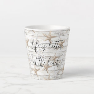Tropical Ocean Beach Starfish Wedding Latte Mug