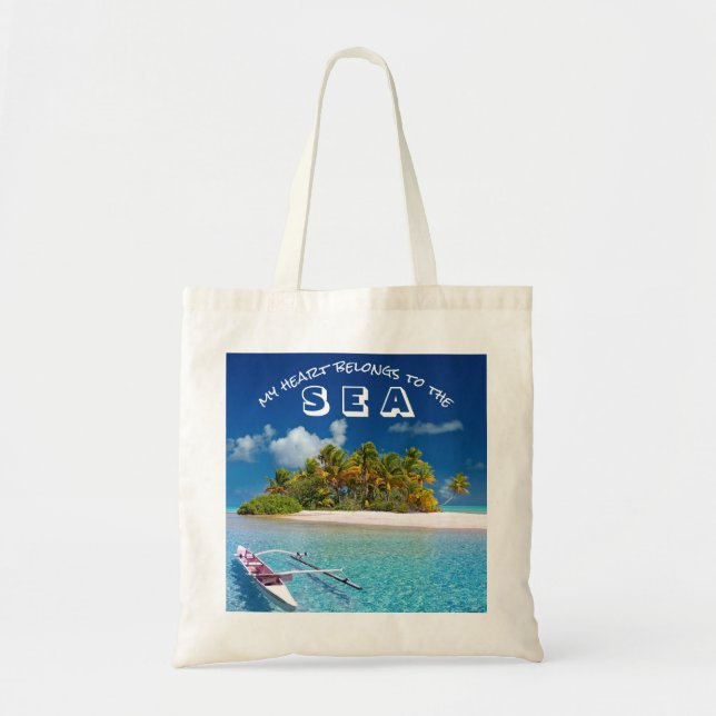 Tropical Ocean Beach Typography Tote Bag (Front)