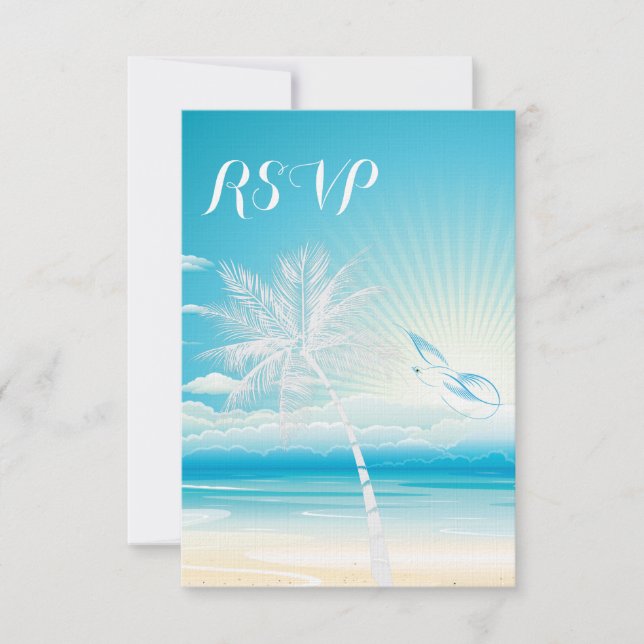 TROPICAL OCEAN DREAMS RSVP Wedding Card (Front)