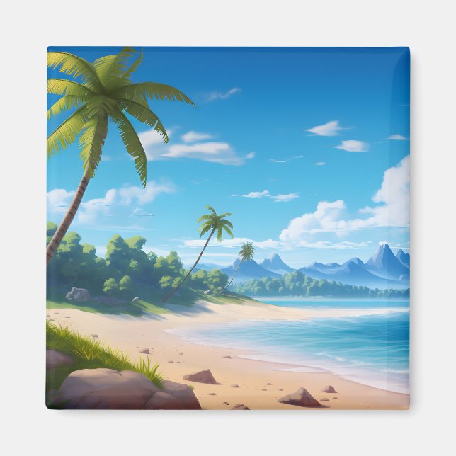 Tropical Ocean Island Sandy Beach Shore Magnet (Front)