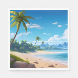 Tropical Ocean Island Sandy Beach Shore Napkin