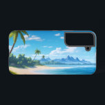 Tropical Ocean Island Sandy Beach Shore  Samsung Galaxy Case<br><div class="desc">A perfect sunny day to visit the tropical island sandy beach shore! Blue and warm tropical ocean water,  sea waves,  green palm trees,  sandy island beach scene on a perfect paradise.</div>