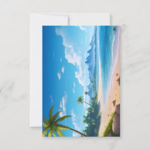Tropical Ocean Island Sandy Beach Shore Thank You Card