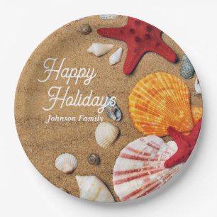 Tropical ocean nautical coastal summer vacation paper plate