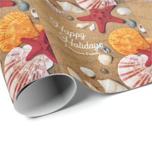 Tropical ocean nautical coastal summer vacation wrapping paper