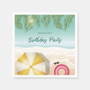 Tropical Ocean Sand Beach Waves Summer Birthday Napkin