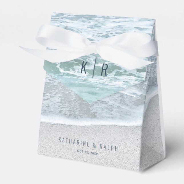 Tropical Ocean & Sandy Beach Wedding Favour Box (Front Side)