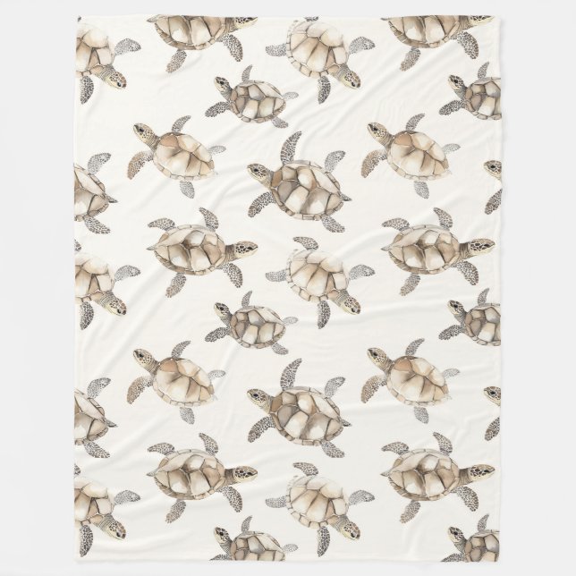 Tropical Ocean Sea Turtles Fleece Blanket (Front)