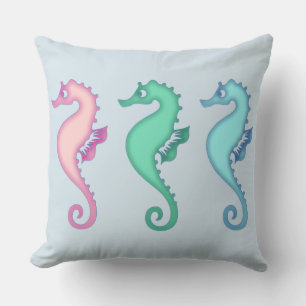 Tropical Ocean Seahorse Trio Cushion