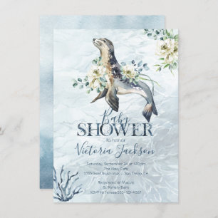 Tropical Ocean Seal Baby shower invitations