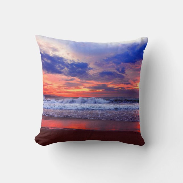 Tropical Ocean Sunset Cushion (Front)