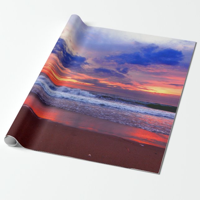Tropical Ocean Sunset Wrapping Paper (Unrolled)