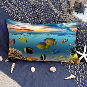 Tropical Ocean Underwater Scene Decorative Cushion