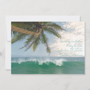 Tropical Ocean Wave and Coconut Palm Tree Invitation