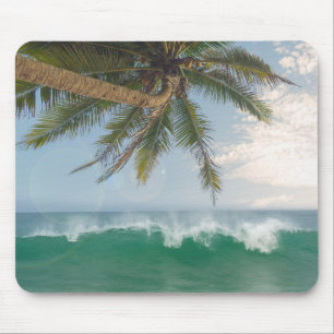 Tropical Ocean Wave and Coconut Palm Tree Mouse Pad