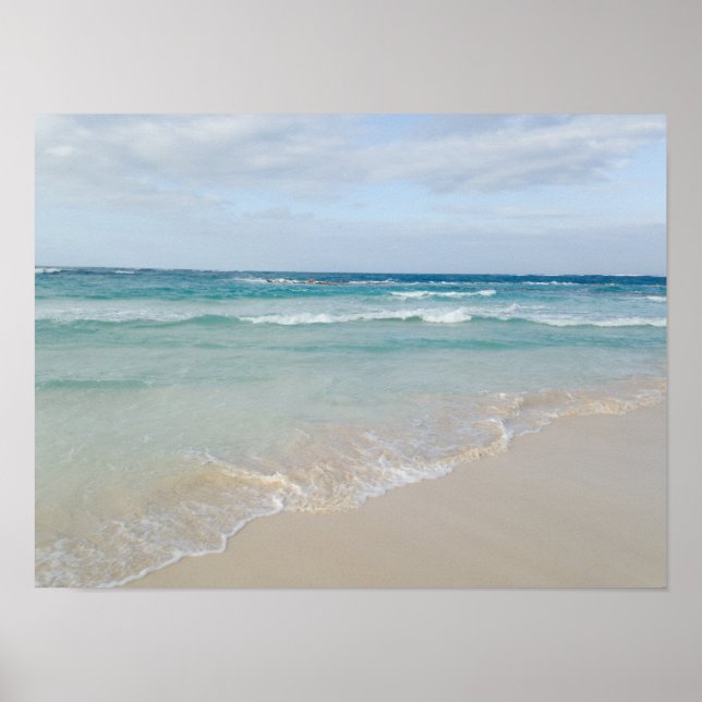 Tropical Ocean Waves and Sandy Beach Poster (Front)