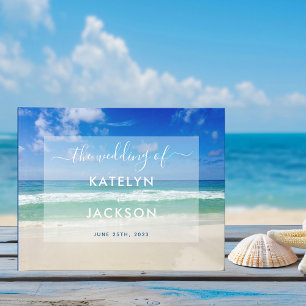 Tropical Ocean Waves Photo Elegant Beach Wedding Guest Book
