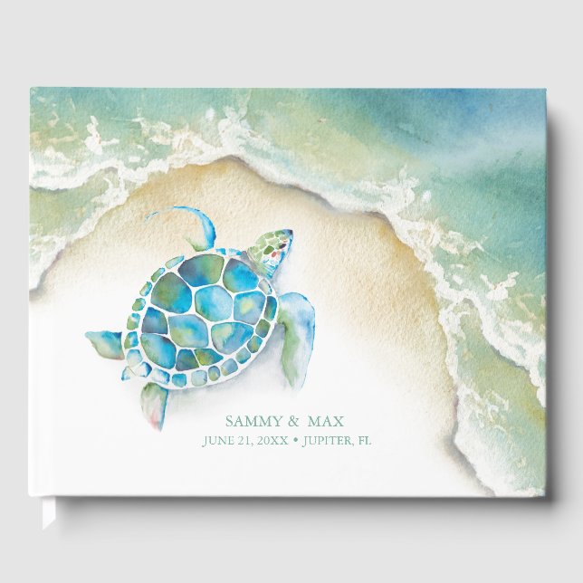 Tropical Ocean Wedding Guest Book (Front)