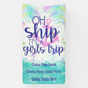 Tropical Oh Ship It's a Girls Trip   Cruise Door Banner