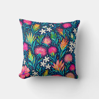 tropical ohia lehua and plumeria cushion