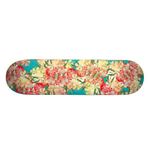 Tropical Oleander Floral Flowers Island Skateboard
