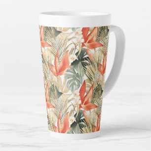 Tropical Orange Anthurium Floral Jungle Latte Mug