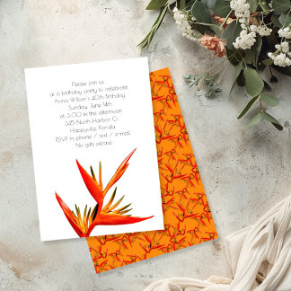 Tropical Orange Bird-of-Paradise Invitation