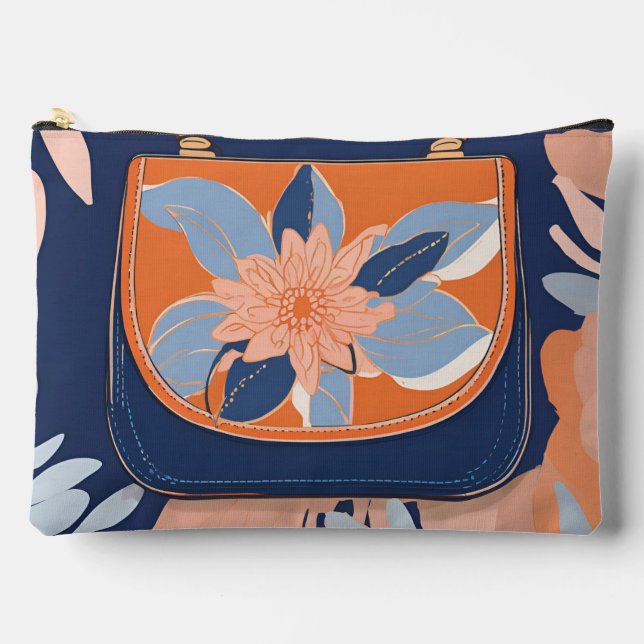 Tropical Orange Blue AI art  Accessory Pouch (Front)