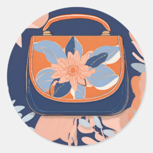 Tropical Orange Blue AI art Classic Round Sticker
