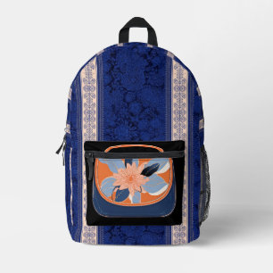 Tropical Orange Blue AI art Printed Backpack