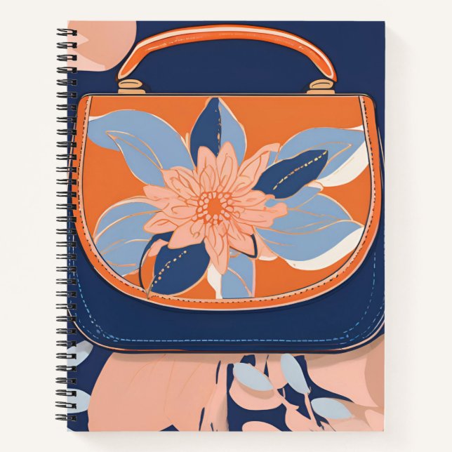 Tropical Orange Blue Ai art Spiral Notebook (Front)