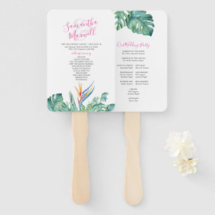 Tropical Orange Flower Wedding Program Fan