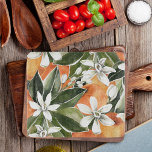 Tropical Orange & Flowers Watercolor Pattern Cutting Board<br><div class="desc">Tropical Orange & Flowers Watercolor Pattern</div>