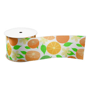Tropical orange fruit pattern  satin ribbon
