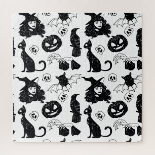 Tropical Orange Grey: Vintage Pattern Jigsaw Puzzle