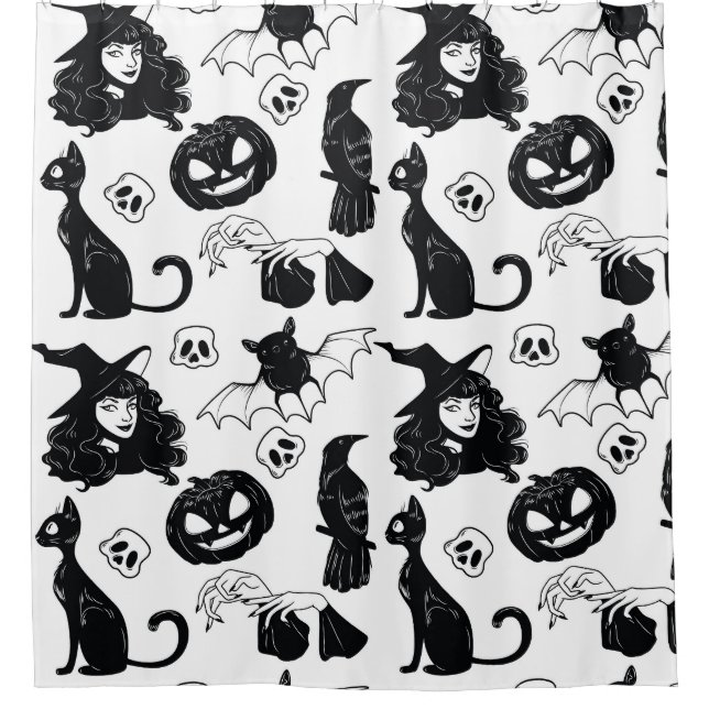 Tropical Orange Grey: Vintage Pattern Shower Curtain (Front)