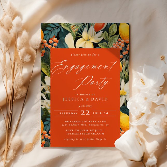 Tropical Orange Paradise Engagement Party Invitation (Creator Uploaded)