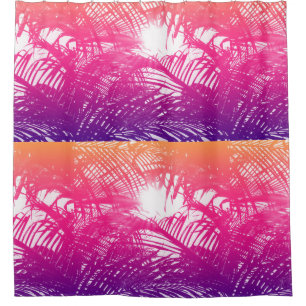 Tropical Orange, Pink, & Purple Palm Fronds Shower Curtain
