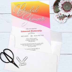 Tropical Orange Pink Shaded Horizontal Streams  Invitation